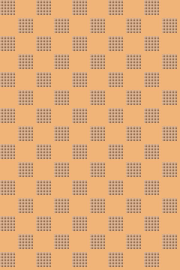 A repeating geometric pattern of light orange solid squares alternating with grey dotted squares.