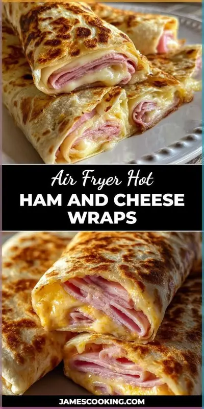 Zwei aufgeschnittene, goldbraun geröstete Tortilla-Wraps mit Schinken und geschmolzenem Käse auf einem Teller.